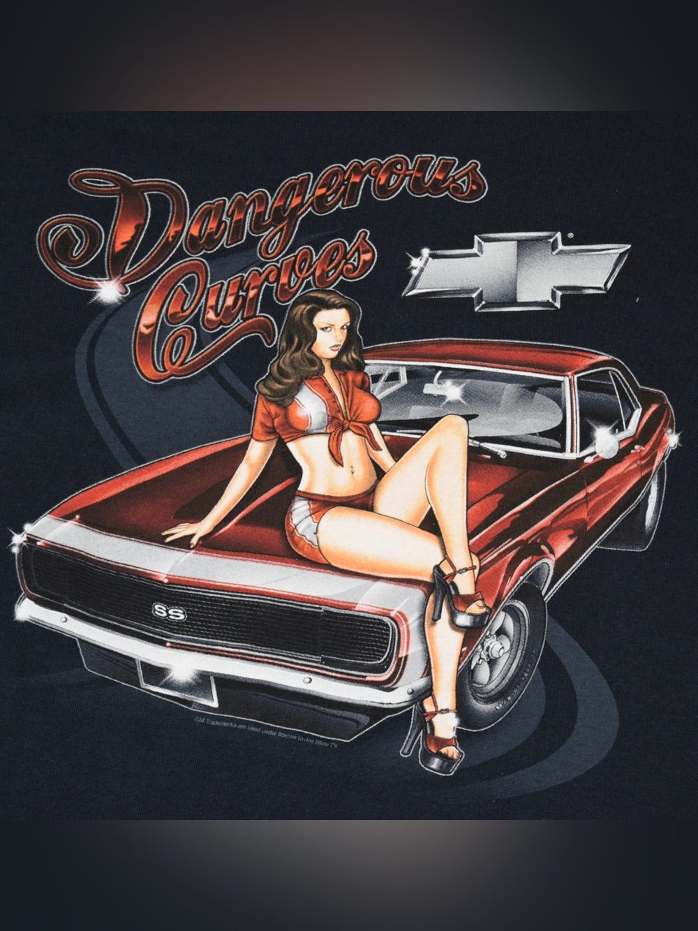 Gildan Chevrolet Camaro SS “Dangerous Curves” Graphic T-Shirt Black XL NWT